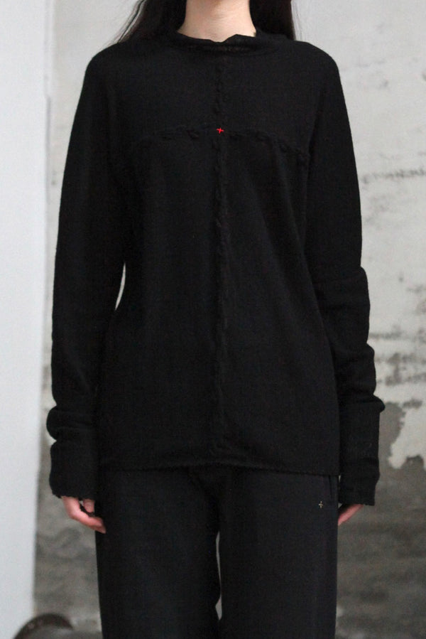 m.a+ Hand-stitched Knit Cross Pullover MA-NT211DT/P NK-HEI Black